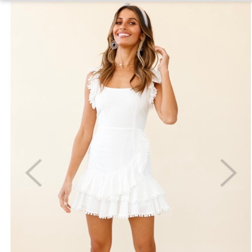 Annie Ruffle Shoulder Strap Layered Hem Mini Dress